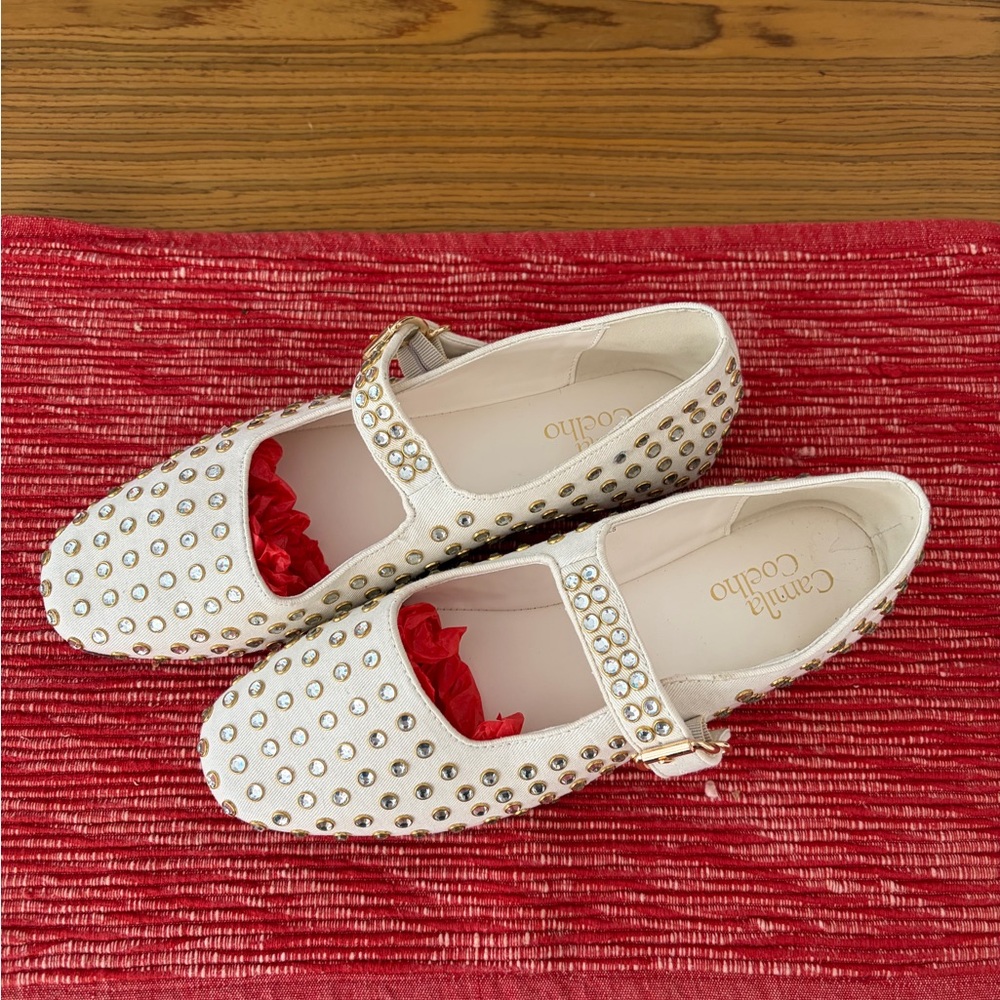 Revolve x Camila Coelho Princess
Studded Mary Jane Flats Cream